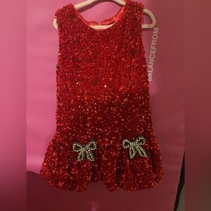 Lola + The Boys RUBY BOWS DRESS-Red Sequin Dress